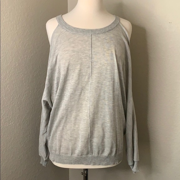 Cotton Emporium Sweaters - COTTON EMPORIUM grey open shoulder sweater